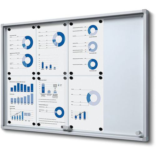 Showdown Displays - Vitrine Verrouillable Sécurisée - 8xA4 Blanc Aluminium Magnétique - 90.6x64.1cm
