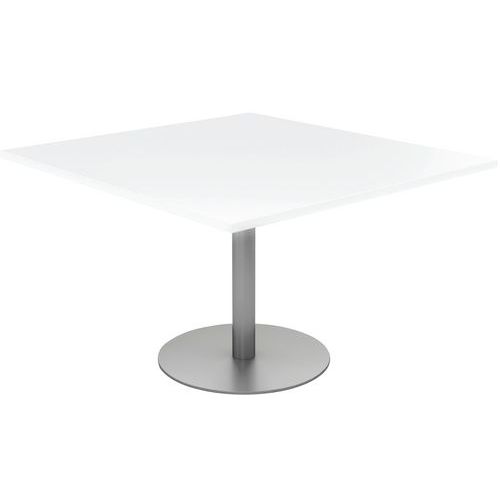 MBA - Table de réunion Elga 120x113 cm Blanc/Alu - Pied Platine - Éco-responsable