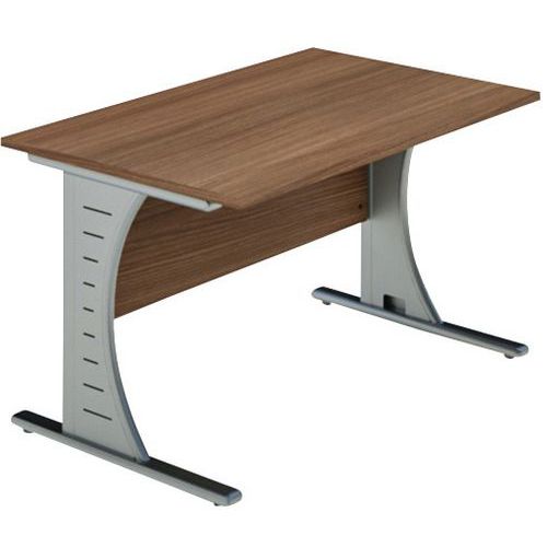 Bureau Droit Pieds Clap 140 X 80 Cm Noyer/alu