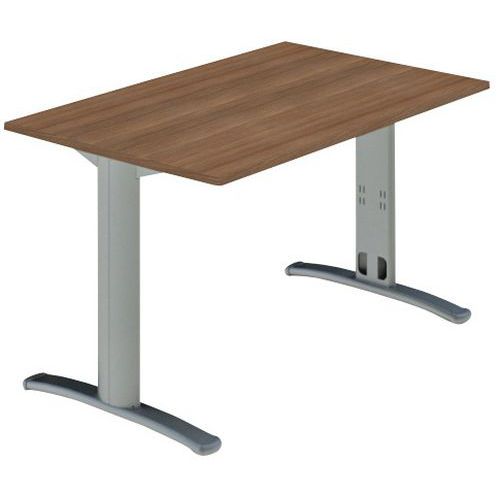 Bureau Droit Pieds Dalia 80 X 80 Cm Noyer/alu