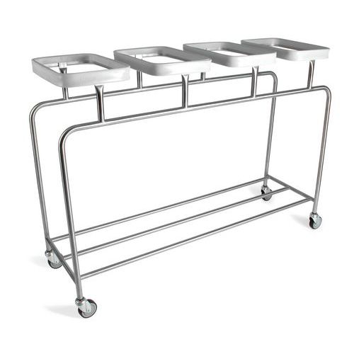 Sclessin Fonction Linge - Chariot porte-sacs HYGICAR III - 4 sacs, Inox, 142x51x96.5 cm, Avec poignée