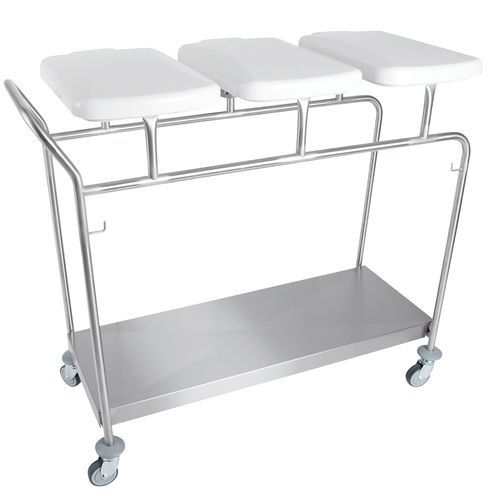 Sclessin Fonction Linge - Chariot porte-sacs HYGICAR III - 3 sacs avec couvercles - Inox - 96.5 cm Hauteur