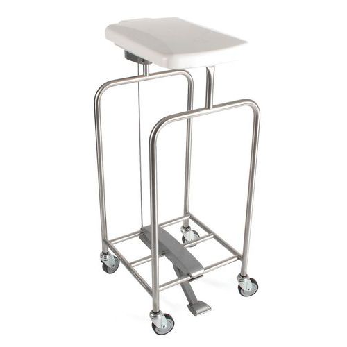 Sclessin Fonction Linge - Chariot porte-sacs HYGICAR III - 1 sac avec couvercle et pédale - Inox - 96.5 cm hauteur