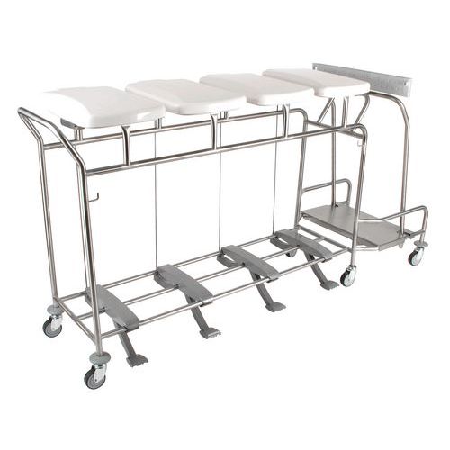 Chariot 4 Sacs Avec Couvercle Collecteur Pédale Hygicar Iii Plus