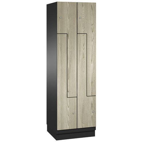 Vestiaire S/socle 2 Col. De 300 Mm 4 Portes En L 7021/frêne 600 X1950
