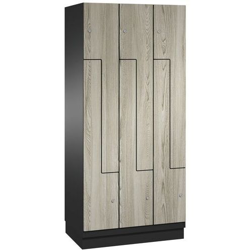 Vestiaire S/socle3 Col. De 300 Mm 6 Portes En L 7021/frêne 900 X1950