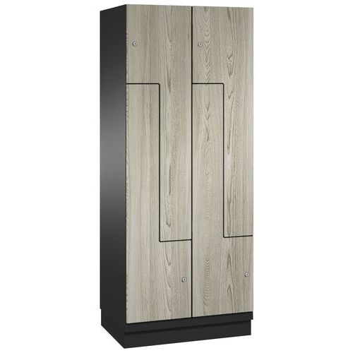 Vestiaire S/socle 2 Col. De 400 Mm 4 Portes En L 7021/frêne 800 X1950