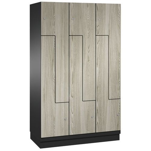 Vestiaire S/socle 3 Col. De 400 Mm 4 Portes En L 7021/frêne 1200 X1950