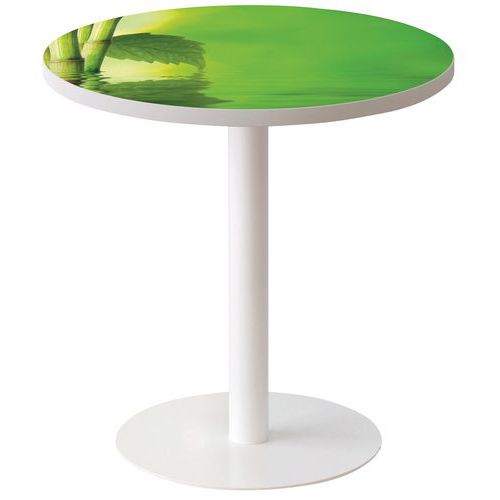 Guéridon Easy Office Bas Pied Métal Plateau Décor Zen