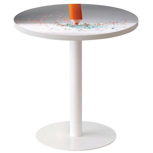 Guéridon Easy Office Bas Pied Métal Plt Décor Crayon Papier