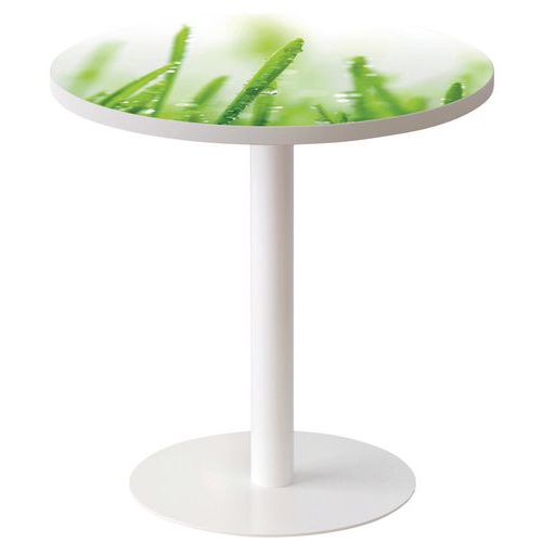 Guéridon Easy Office Bas Pied Métal Plateau Décor Nature