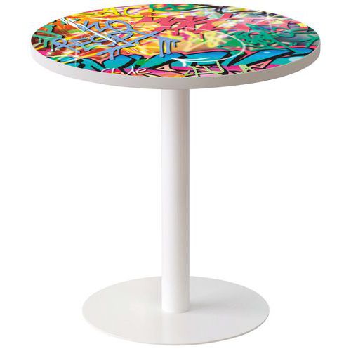 Guéridon Easy Office Bas Pied Métal Plateau Décor Freestyle