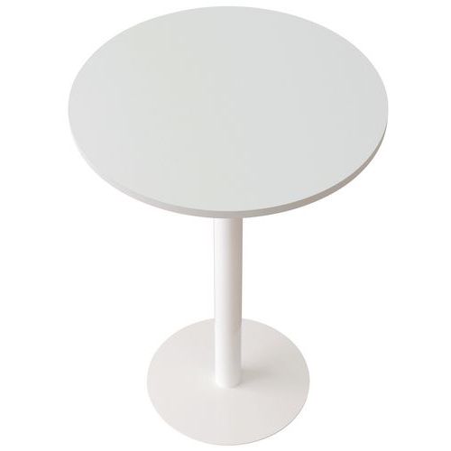 Guéridon Easy Office Haut Pied Métal Ã˜ 80 Cm Plateau Blanc