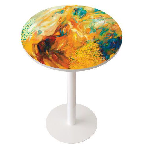 Guéridon Easy Office Haut Pied Métal Plateau Décor Camïeu