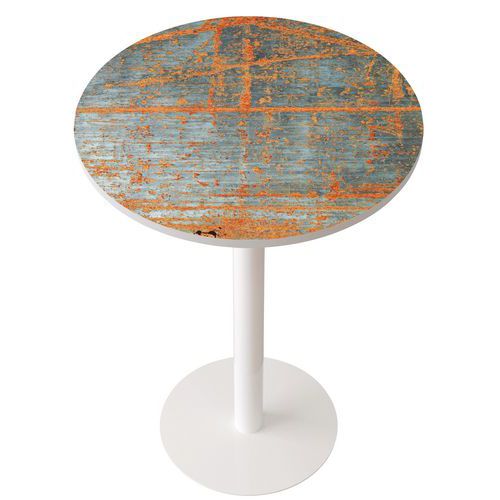 Guéridon Easy Office Haut Pied Métal Plateau Décor Rouille