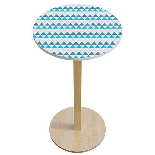 Guéridon Haut Woody Diamètre 60 Cm Plateau Décor Bleu