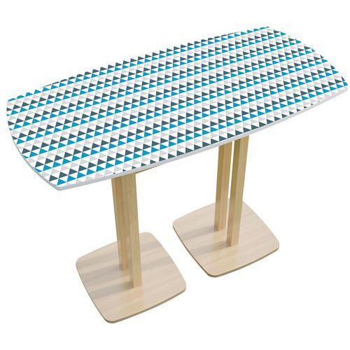 Table Réunion Haute Woody 4 Personnes Décor Bleu