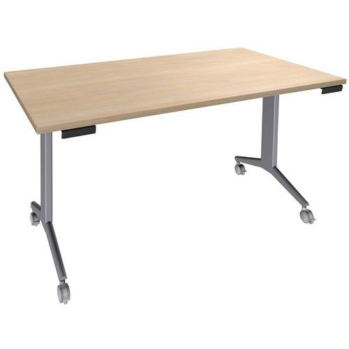 Table Abattante Avel 140x80 Chêne Clair/pieds Alu