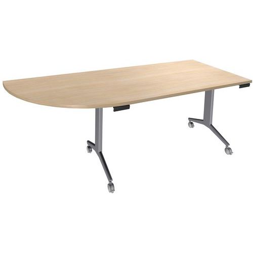 Table Abattante Avel 200x80 Angle à G Chêne Clair/pieds Alu
