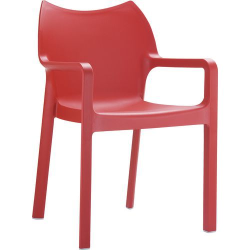 Stamp - Fauteuil Diva Rouge Polypropylène - Assise 46cm - Usage Collectivité - Design Moderne