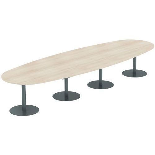 MBA - Table de réunion Elbia Ovale 420x140cm Acacia/Anthracite - 16/18 personnes - Éco-responsable - Garantie 5 ans