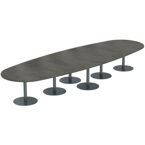 MBA - Table de réunion Elbia Ovale 480x160cm - 18/20 personnes - Plateau Béton/Anthracite - Éco-responsable