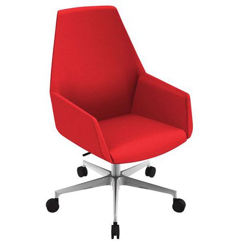 Fauteuil Dune Dossier Haut Pied Aluminium Tissu M1 Rouge