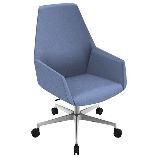Fauteuil Dune Dossier Haut Pied Alu Tissu M1bleu B01/020