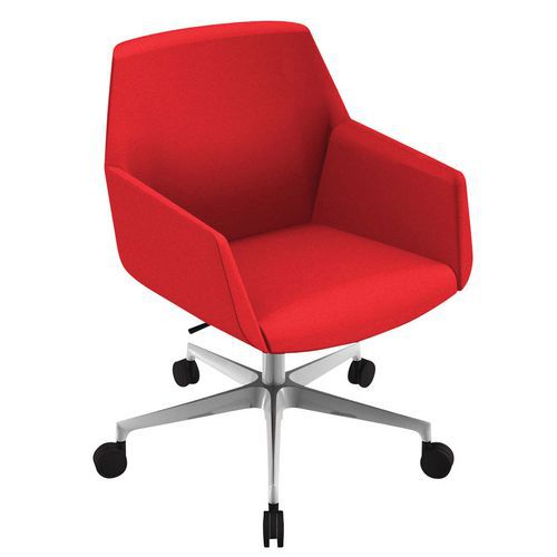 Fauteuil Dune Dossier Bas Pied Alu Tissu M1 Rouge B01/18