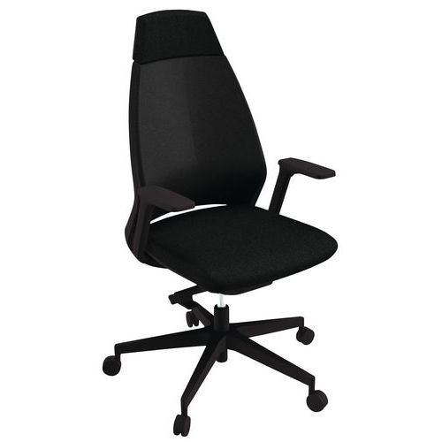 Fauteuil Oxygen Dossier Haut Synchrone M1 Noir Pied Noir