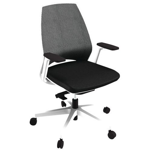 Fauteuil Oxygen Dos Moy Résil Synchro M1 Noir Pied Blanc
