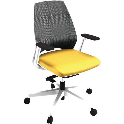 Fauteuil Oxygen Dos Moy Résil Synch Assise M1 Jaune Pied Blanc