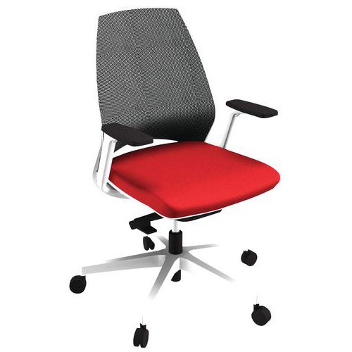 Fauteuil Oxygen Dos Moy Résil Synch Assise M1 Rouge Pied Blanc