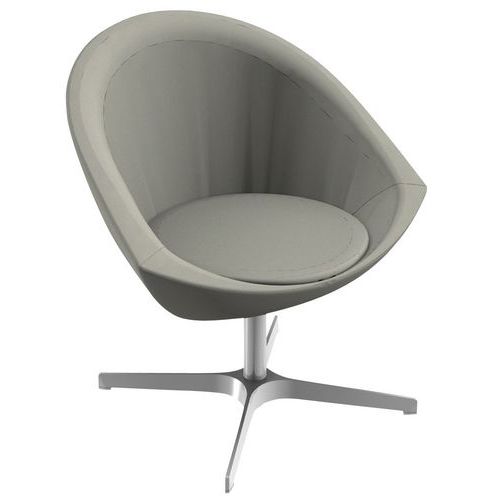 Siège Accueil Agio Pied Aluminium Assise Simili Cuir Gris