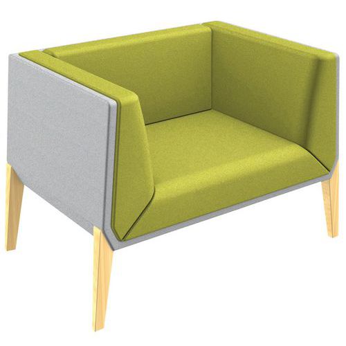 Fauteuil Accord 1 Pl. Pied Hêtre Coussin Vert Coque Gris