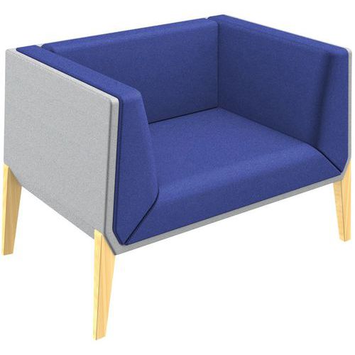 Fauteuil Accord 1 Pl. Pied Hêtre Coussin Bleu Coque Gris