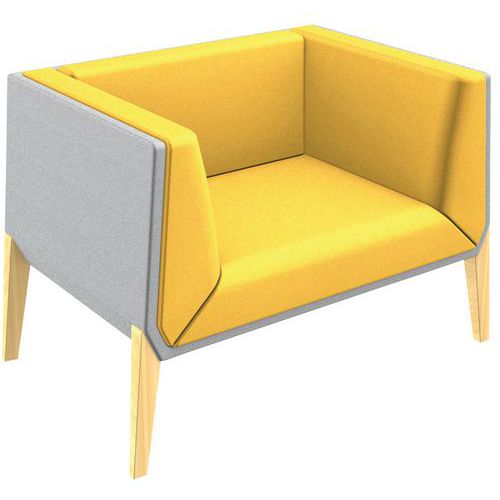 Fauteuil Accord 1 Pl.pied Hêtre Coussin Jaune Coque Gris