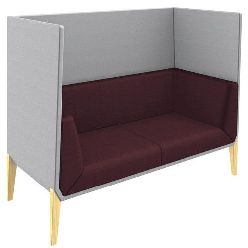 Canapé Haut Accord 2 Places Pied Hêtre Coussin Prune Coque Gris