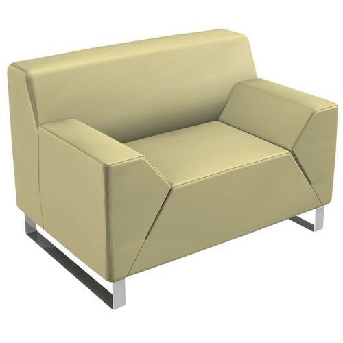 Fauteuil Asso 1 Place Piètement Chrome Enduit Pvc Beige