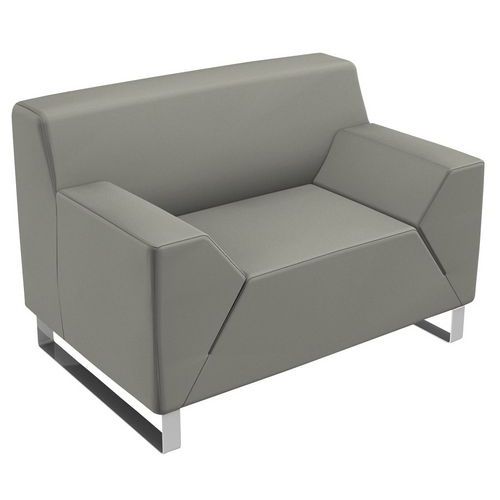 Fauteuil Asso 1 Place Piètement Chrome Enduit Pvc Gris