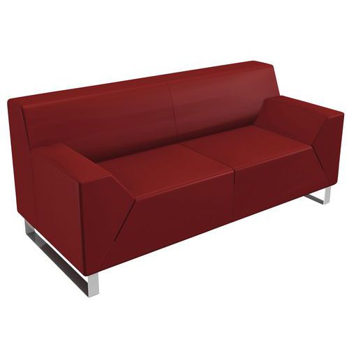 Canapé Asso 2 Places Piètement Chrome Enduit Pvc Bordeaux
