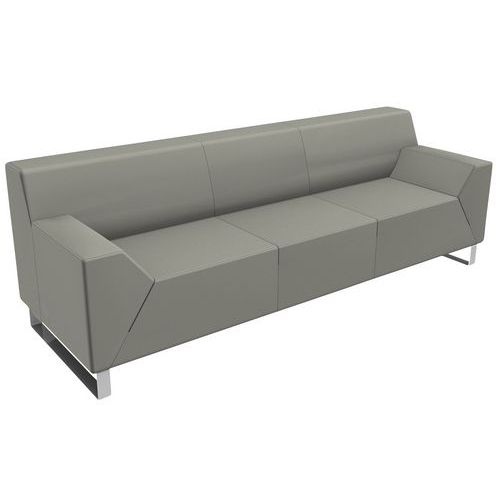 Canapé Asso 3 Places Piètement Chrome Enduit Pvc Gris