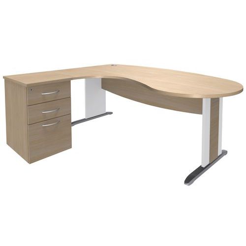 Pack Quatuor Pied L Bois Bur.convi.r Gauche+cais.p60 Chêne/blanc