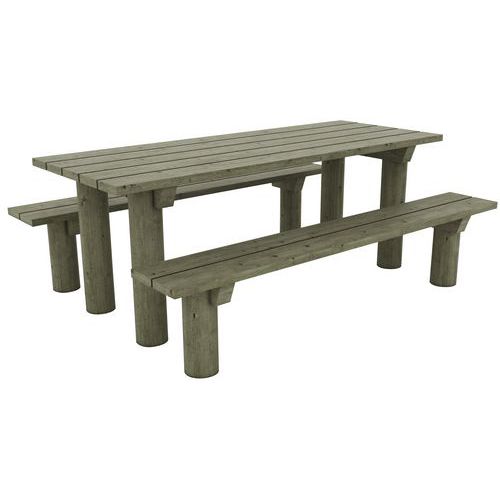 Mobextan - Table bancs Holavre 2m Pin Traité - 8 Places - Éco-responsable - PEFC
