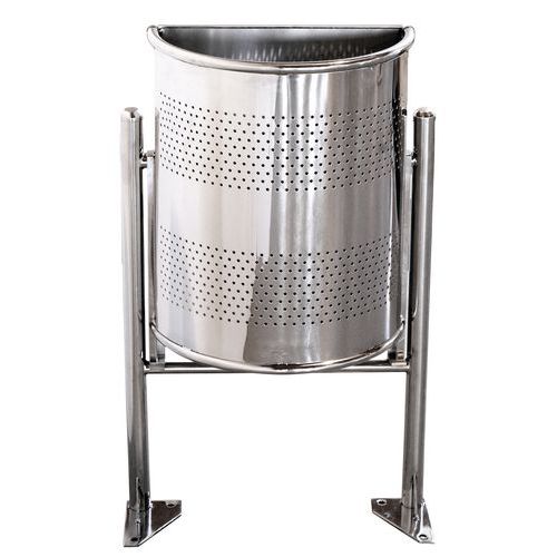 Poubelle D'extérieur Semi Circulaire 40 L Acier Brillant