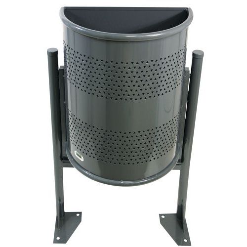 Poubelle D'extérieur Semi Circulaire 40 L - Gris 7011
