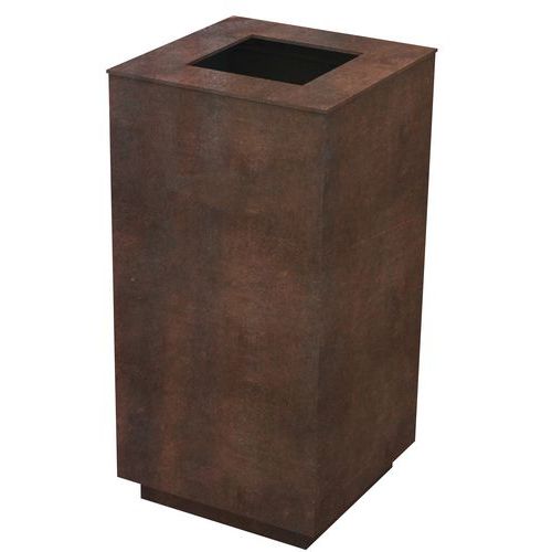 Poubelle D'extérieur Oléa 108 L Carrée - Acier Corten