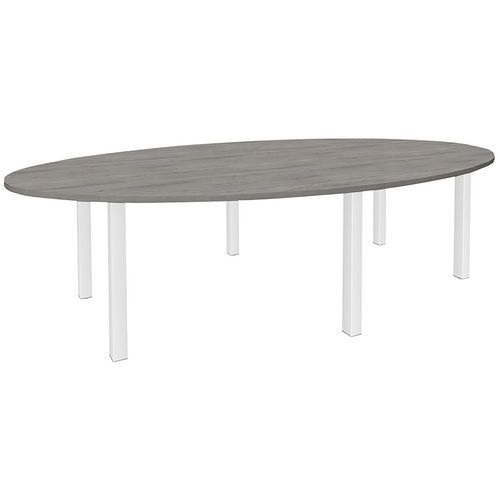 Table Réunion Ovale Steel 280x140 6 P. Métal Carrés Chêne Gris/blanc