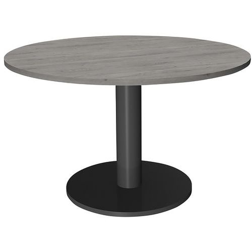 Table Réunion Steel Ø 120 Pied Tulipe Chêne Gris/carbone