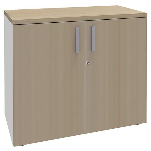 Armoire Steel 2 Ptes Batt. 80x75 1 Tabl.bois Chêne Clair/blanc